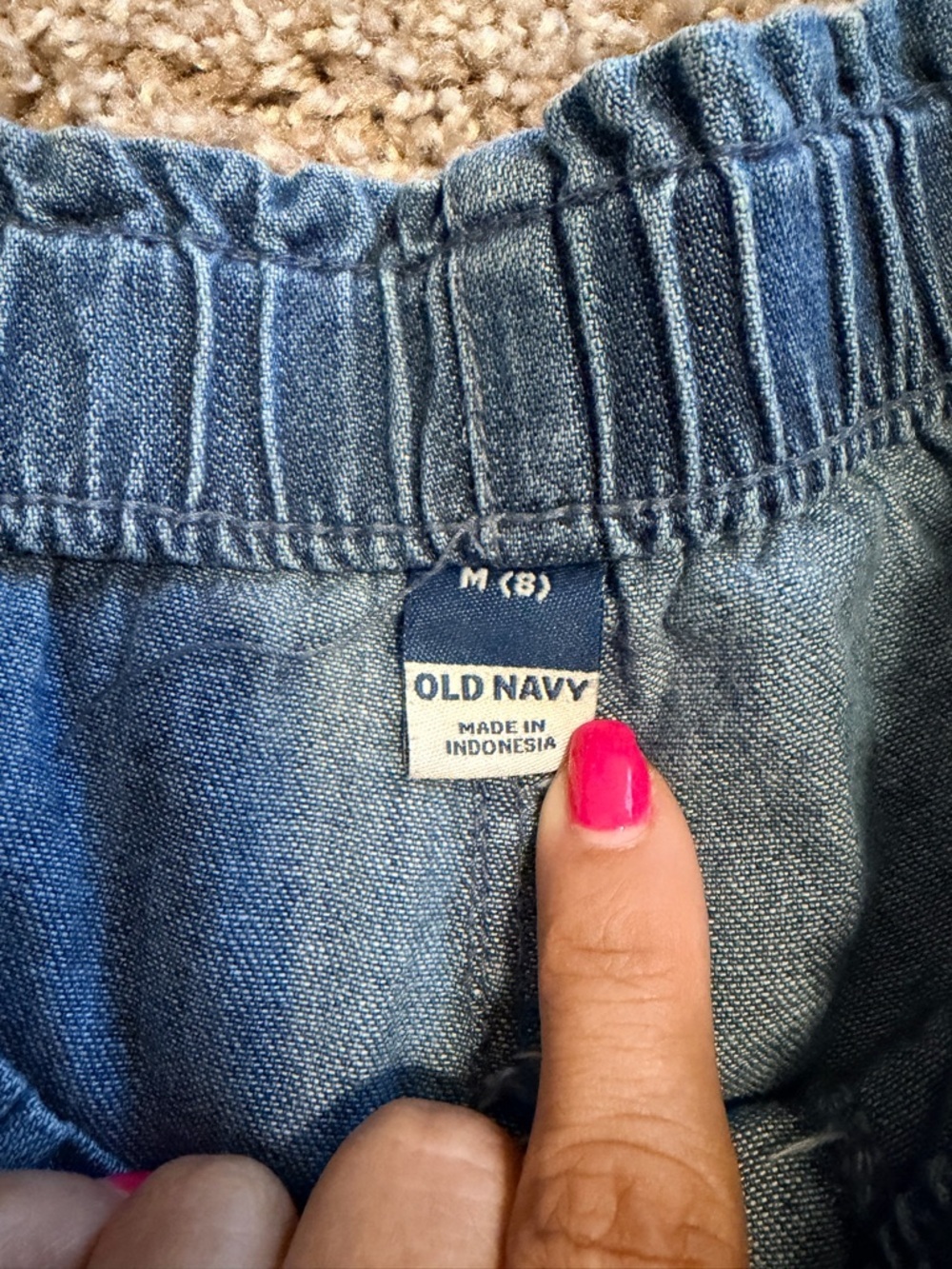 Old Navy girls Denim Shorts Size 8 Medium pull on Elastic Waist Casual Summer - Picture 5 of 5